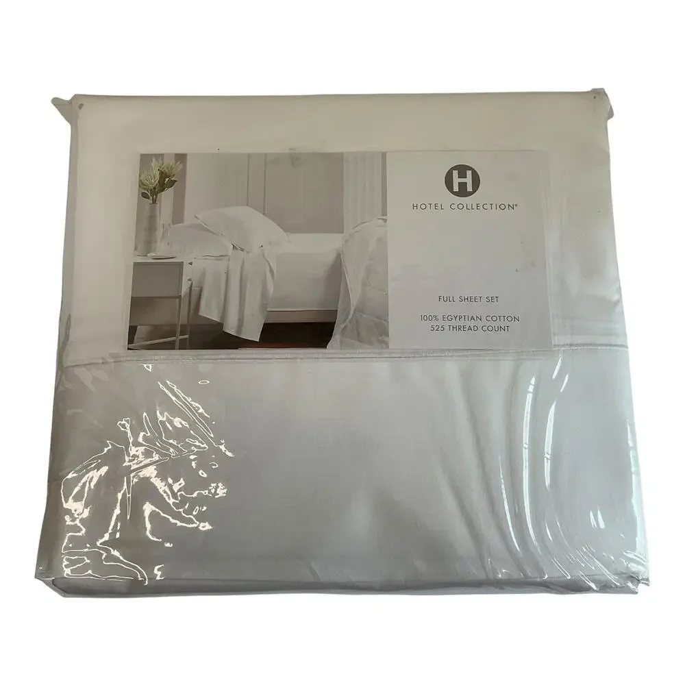 Hotel Collection 525 Thread Count Egyptian Cotton 4 Pc Sheet Set White Full
